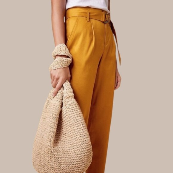 Banana Republic High-Rise Wide-Leg Mustard Linen-Cotton Pant - Picture 3 of 13